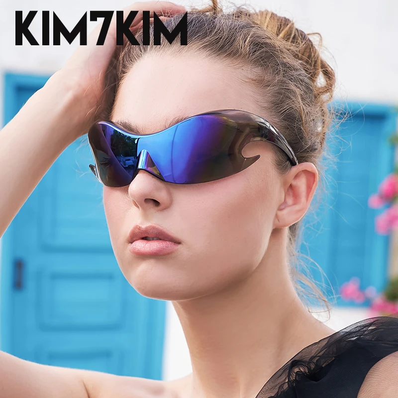 Y2K Sports Sunglasses Women 2023 Trends Punk Sun Glasses Men Retro 2000's Luxury Brand One Piece Special-shaped Sunglass Shades