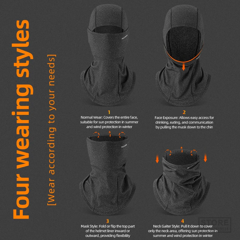 Winter Mask ROCKBROS Face Breathable Ski Cycling Scarf Running Training Balaclava Outdoor Sports Warm Winderproof Bike Equipment smile