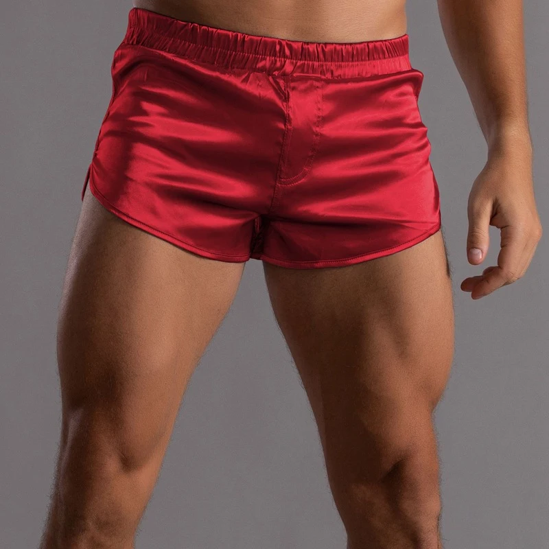 Pajamas Shorts Men Sleep Underwear Sexy Satin Silk Slim Fit Bief Mens Homewear Soft Breathable Shorts Nightwear Boxer Short Pant