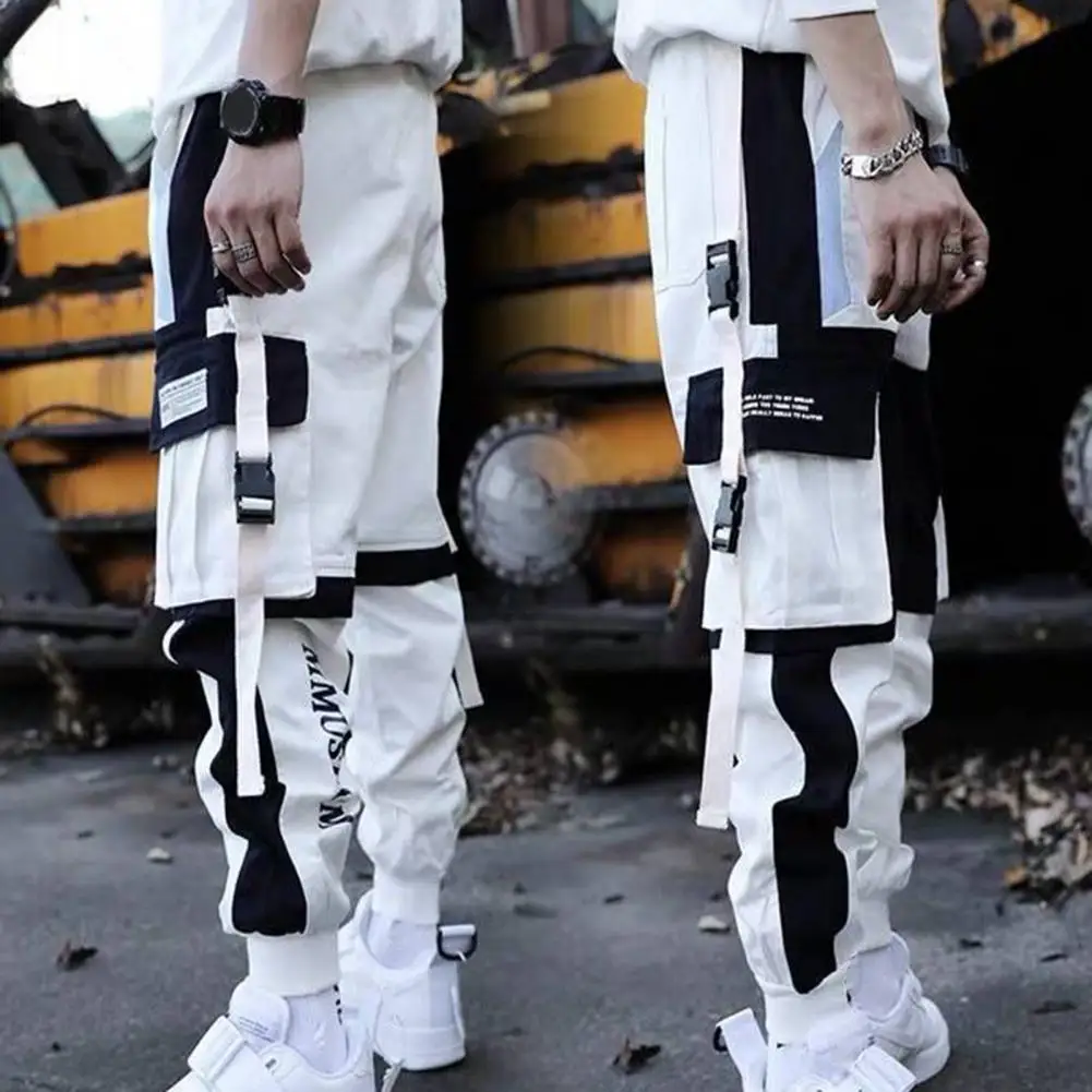 Men Color-blocked Cargo Pants Male Cargo Pants Streetwear Men Cargo Pants Multi-pocketed Warm Stylish Men Ninth Trousers
