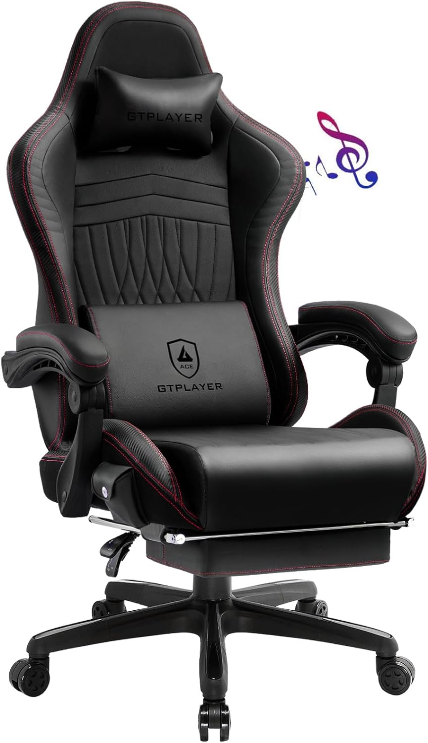 GTPLAYER Chair Computer Gaming Chair (Leather, Red)