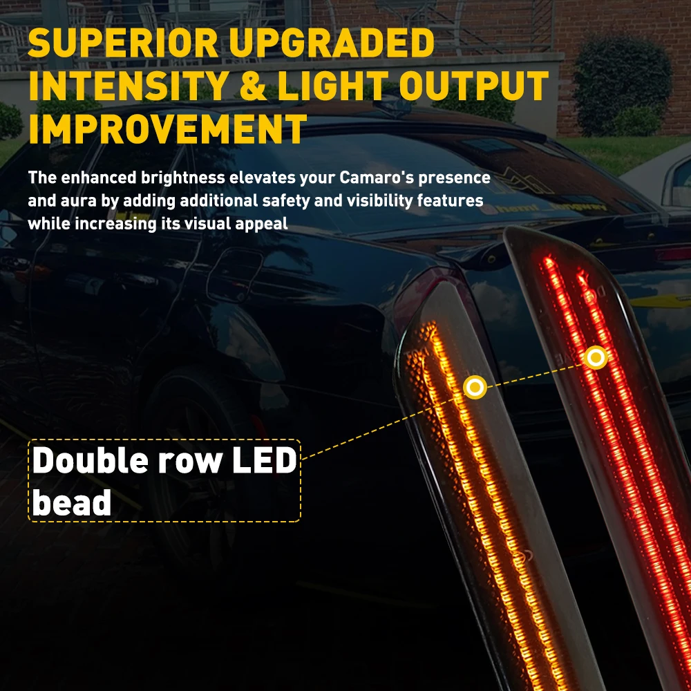 4/2Pcs Front Rear LED Side Marker Light For Ford Mustang 2010 2011 2012 2013 2014 Amber Red White Rear Front Bumper Car Light