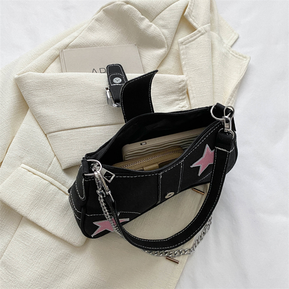 Star Chain Shoulder Bag Casual Women Crescent Bag Versatile Satchel Hobo Bag Crossbody Armpit Bag Daily Dating Purses