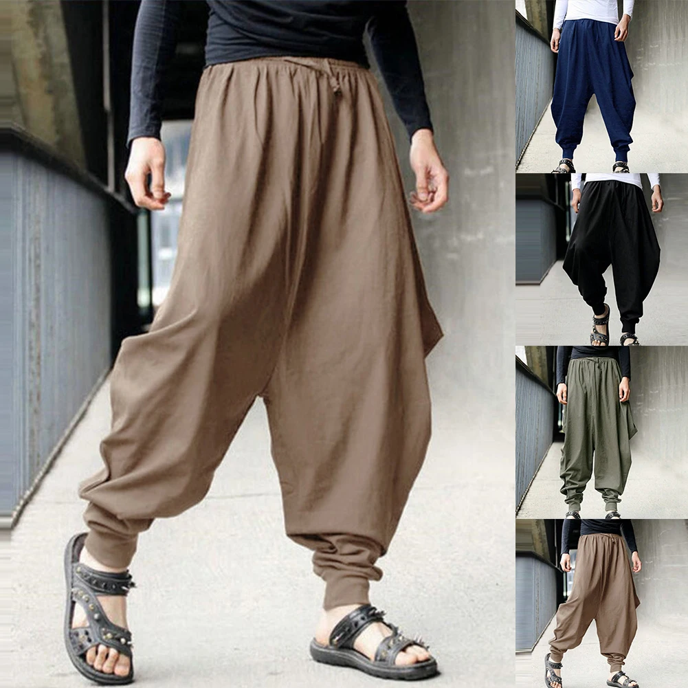 Male Hot Pants Sale Japanese Loose High Quality Pants Personalized Smooth Streets Trousers Hakama Pants smile