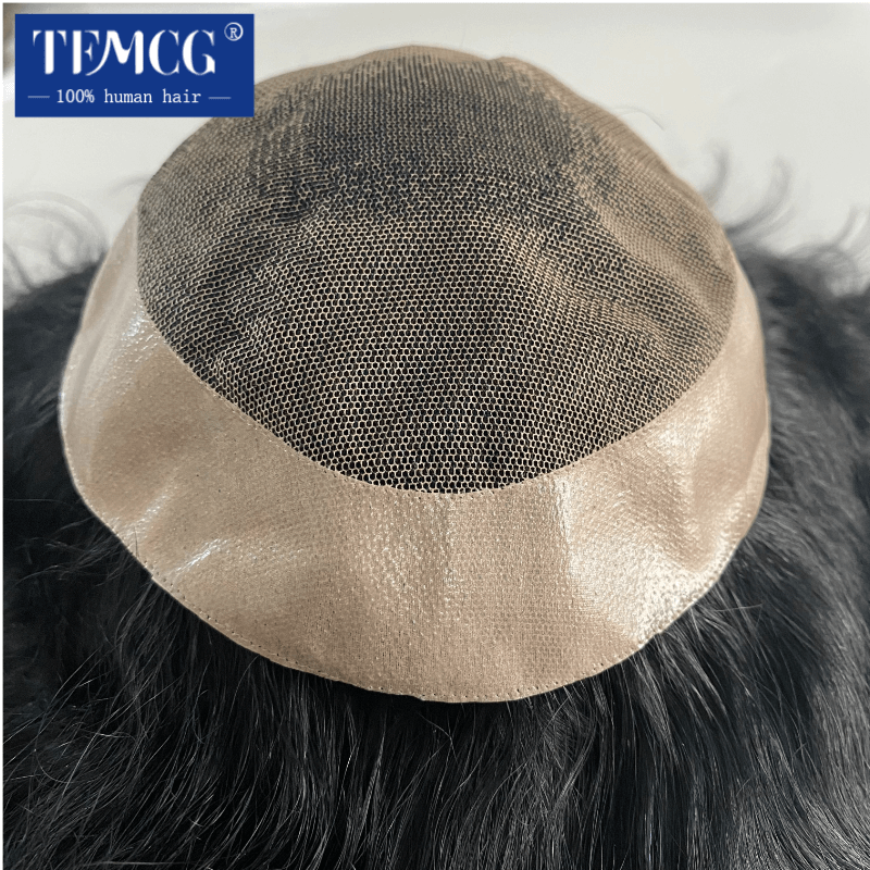D7-5 French Lace with Soft Pu Male Hair Prosthesis Natural Human Hair Toupee Breathable Toupee Men Exhuast Systems Free Shippin