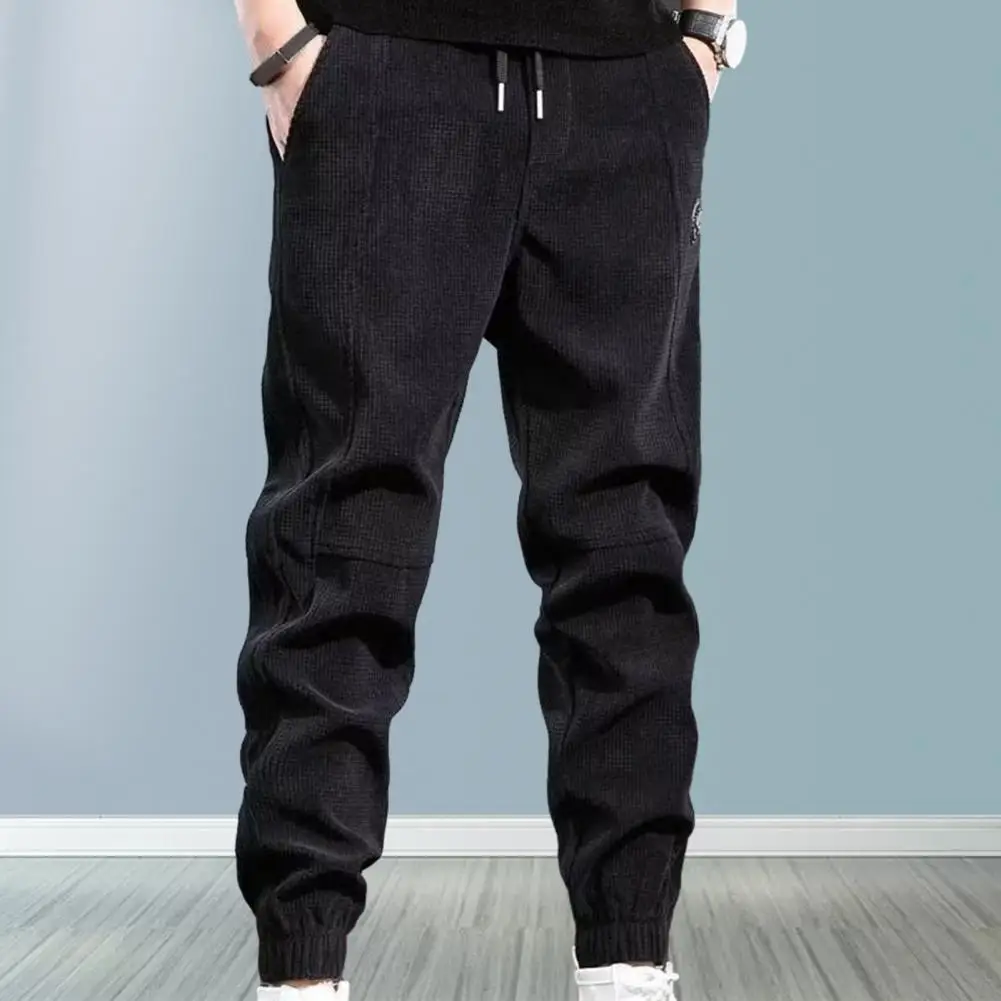 Winter Pants Men Work Wear Baggy Brushed Joggers Streetwear Elastic Waist Male Korean Designer Corduroy Plush Thicken Trousers