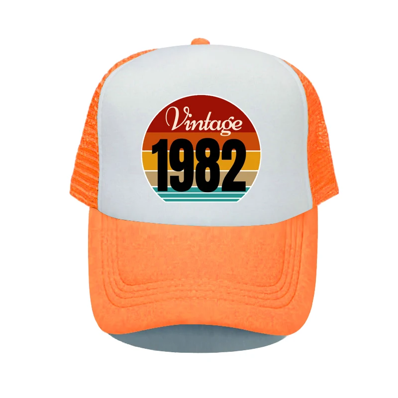 Vintage 1982 Printed Snapback Cap Retro Aged to be Perfected Since 1983 Baseball Hat Rainbow Trucker Hat For Birthday Gift YP065
