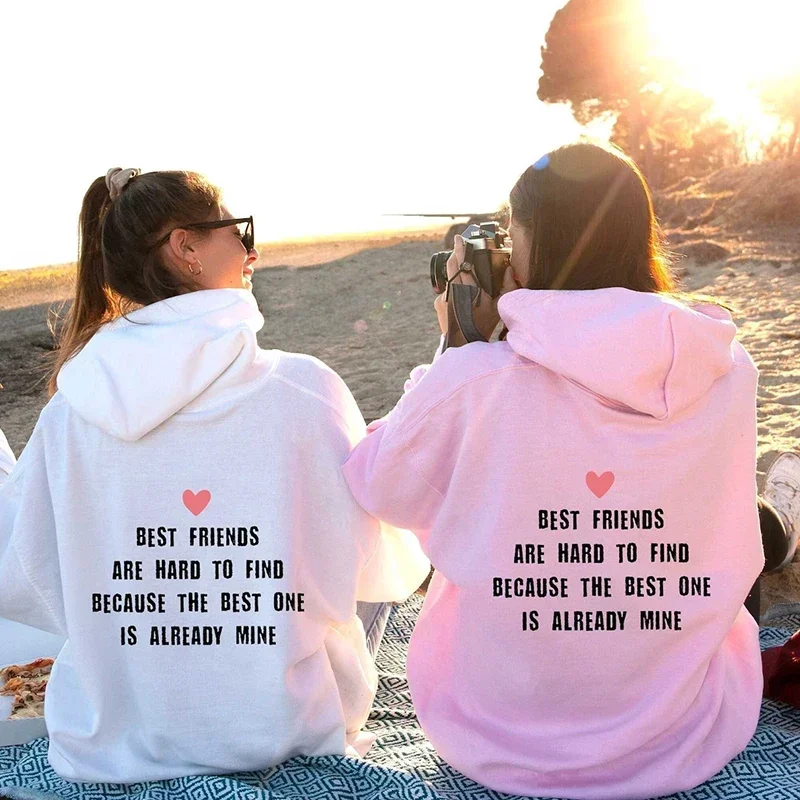 Best Friends Red Lover BBF Women Hoodie Causal Loose Long Sleeve Graphic Pullovers Crewneck Womens Clothes BFF O Neck Clothing