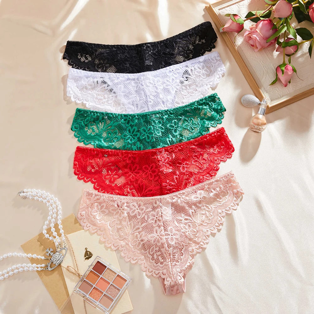 Embroidery Lace Sexy Panties Ladies Underwear Woman Panties Low Waist Perspective Floral Briefs Breathable Lingeries For Woman