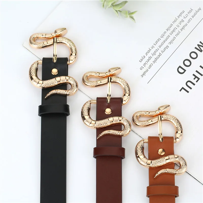 Luxury Brand Belts for Women High Quality Shinny Rhinestone Waist Soft Leather Strass Snake Buckle Jeans Belt Female Waistband