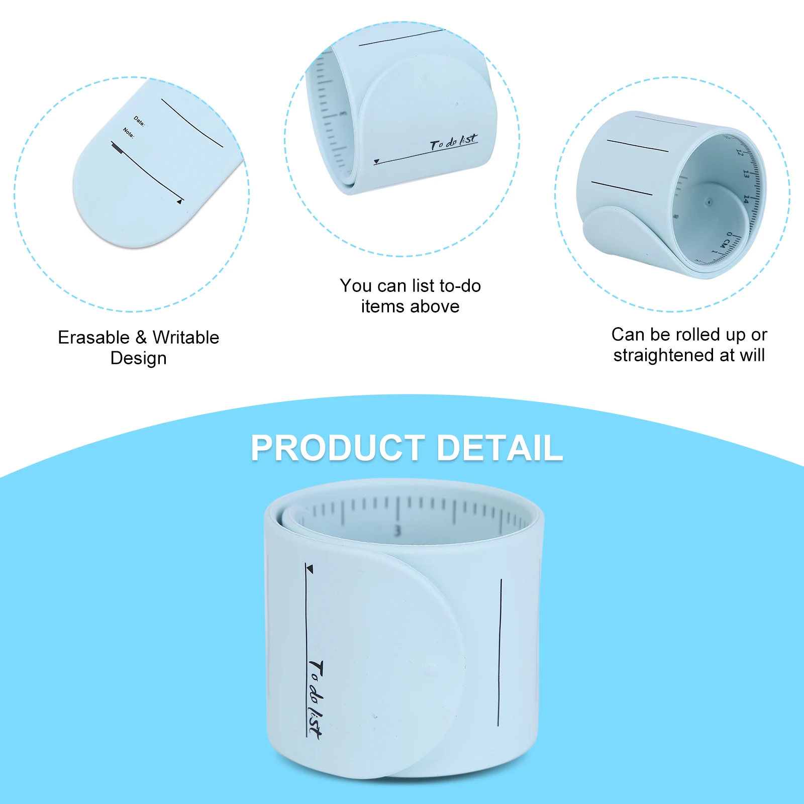 Silicone Memo Bracelet Reusable Wearable Pocket To-do List 2025 Wrist new Strap Writeable Waterproof with Oversized Scale for Kids Adults