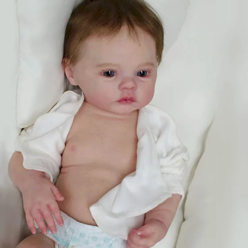 49cm Full body Vinyl Reborn Baby Doll Meadow Newborn Baby Size Real Picture Handmade Hand-root Hair Visible Veins