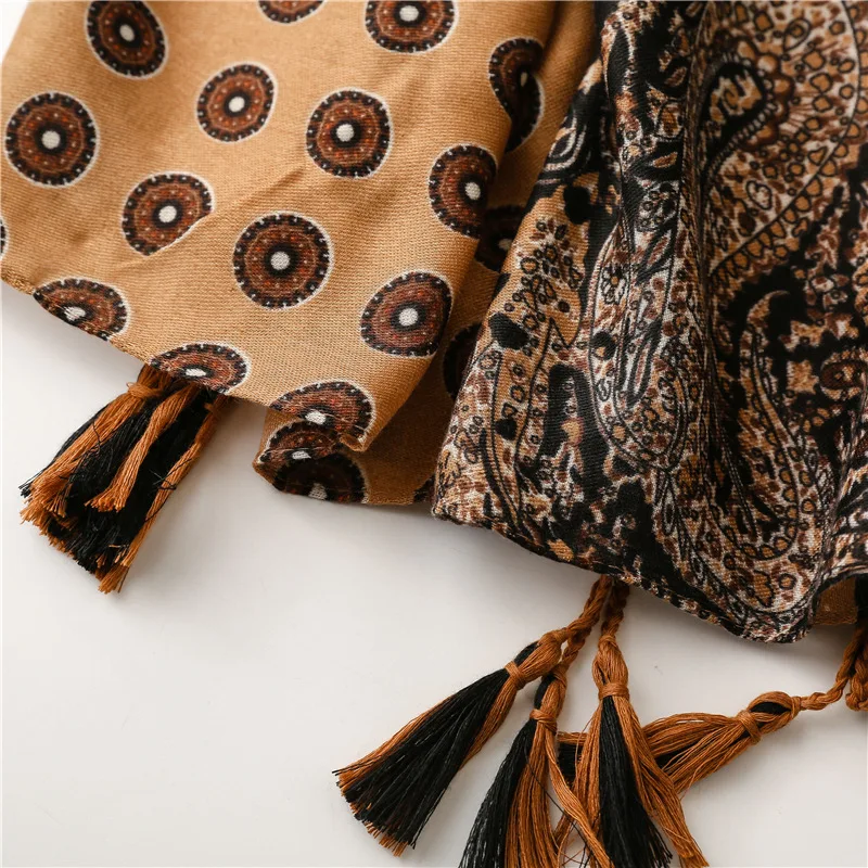 Brand round dot Color Blocked Tassel Viscose Shawl scarves Lady High Quality new Wrap Pashmina Stole Bufandas 2025 Muslim Hijab