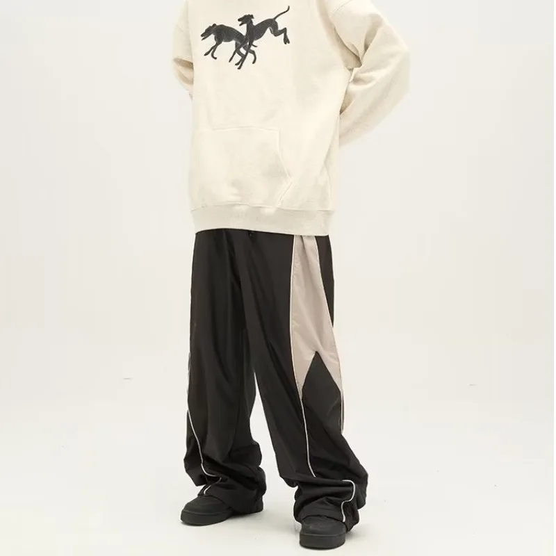 HOUZHOU Casual Baggy Men's Sports Pants Oversized Hip Hop Joggers Harajuku Streetwear Male Sweatpants Wide Leg Trousers Korean