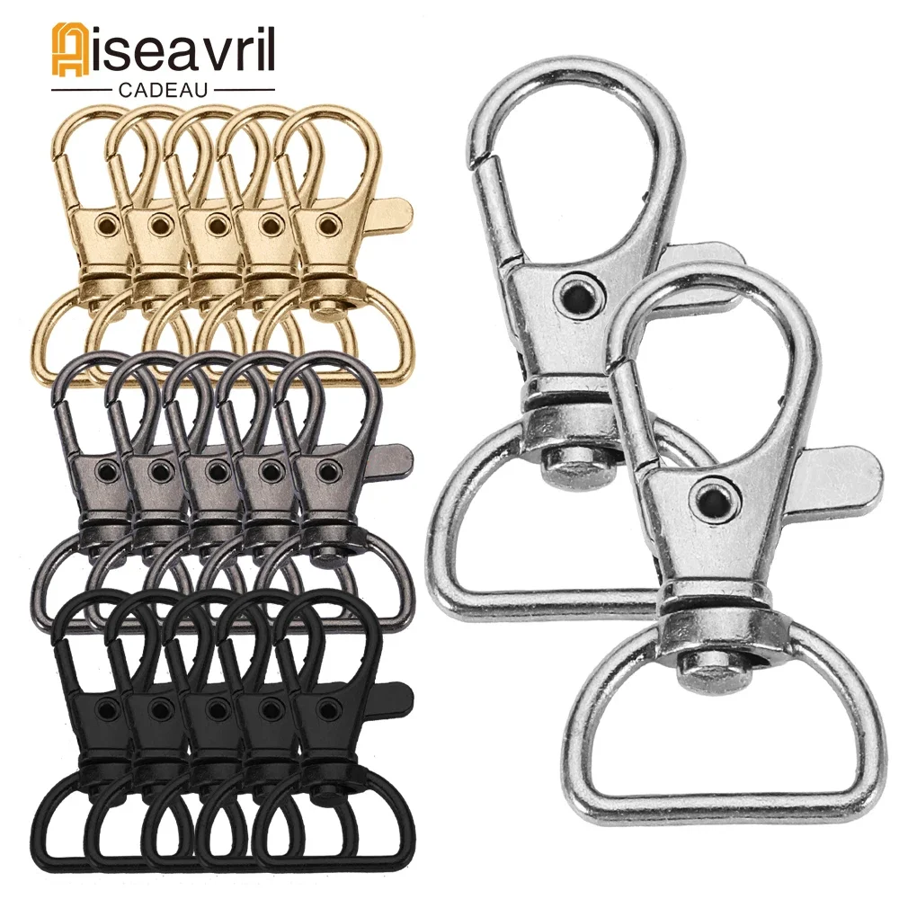 5/10/20pcs Swivel new Clasps with D Ring Lanyard Snap 2025 Hooks Keychain Clip Hook Metal Lobster Claw Clasp for Keyrings Crafting Sewing