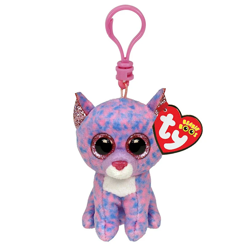 cm Ty Beanie Big Eyes Small Pendant Keychain Clips Mini Stuffed Plush Toy Doll Multicolor Cat Children Christmas Gifts