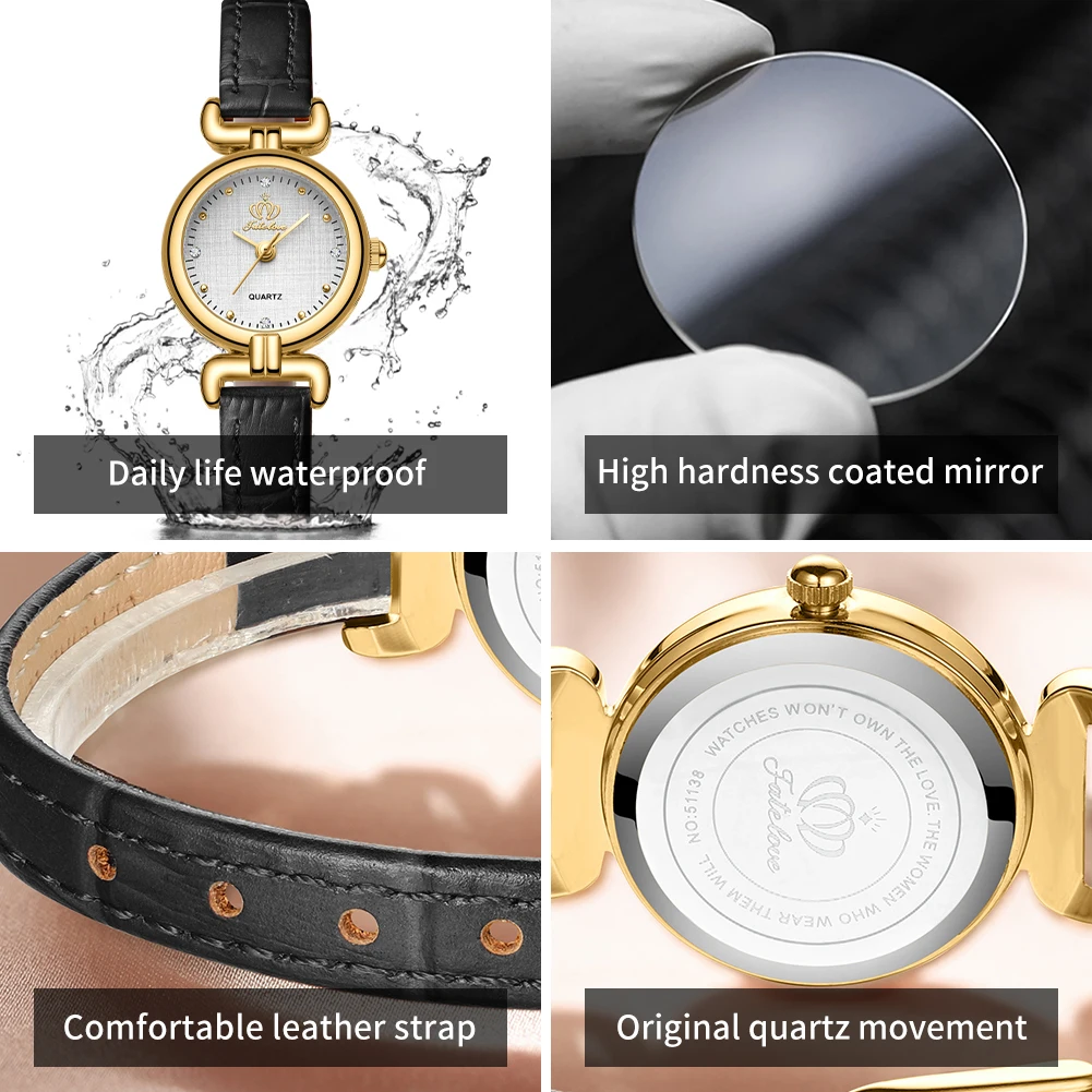 Fate Love 905 Quartz Elegant Women's Watches Waterproof Small Dial Leather Ladies Wristwatch Retro Original Watch For Women
