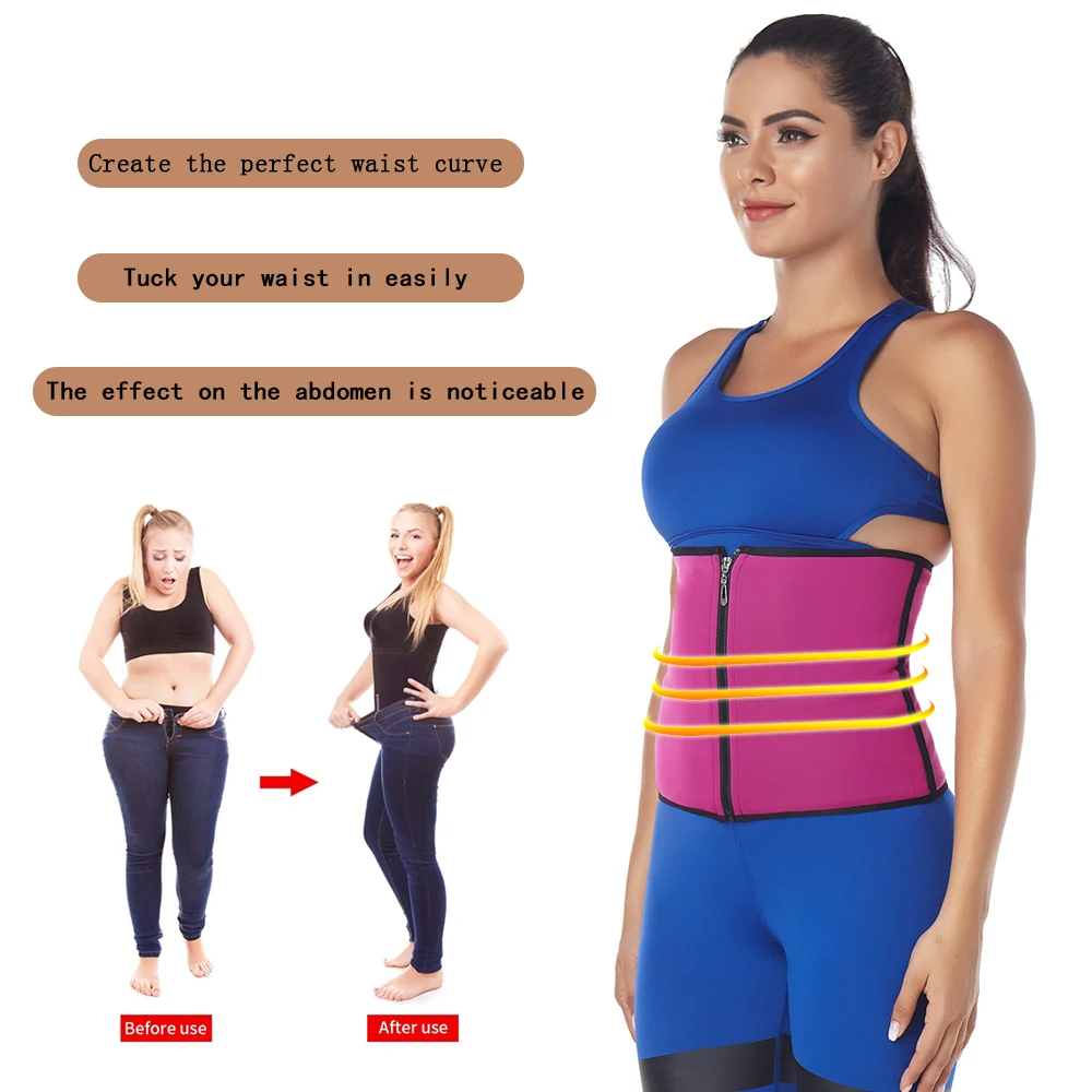 Velssut Women Waist Trainer for Weight Loss Sauna Belt Zipper Belly Band Corset Fas Slimming Girdle Strap Neoprene Body Shaper