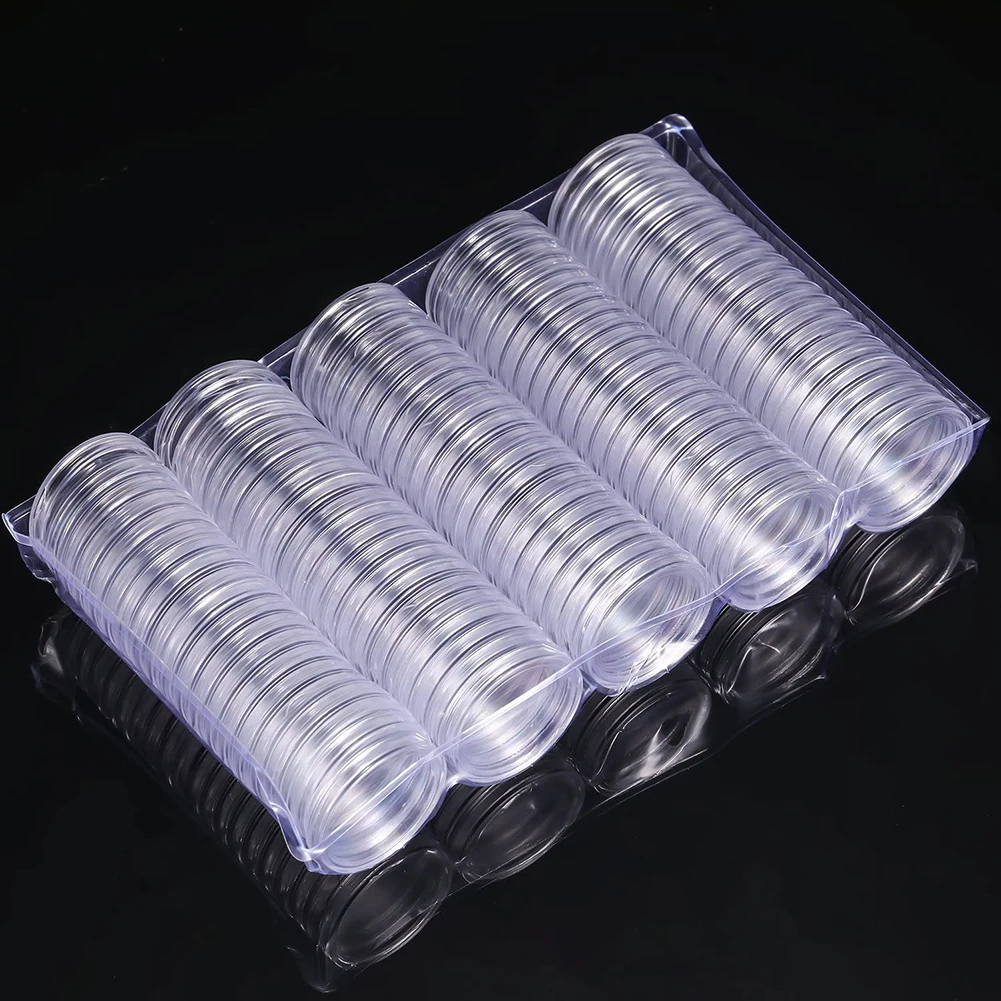 pc mm Coins Capsules Holder Clear Round Plastic Coin Container Case Transparent Collectable Storage Gifts Box