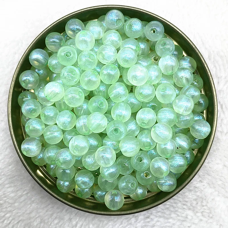 8-10-12mm Transparency Golden Powder Series Round Acrylic Loose Spacer Beads for Jewelry Makeing Diy Bracelets Accessories