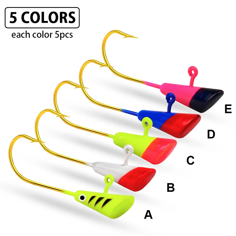 25pcs Shad Dart Jig Heads Fishing Hooks Crappie Panfish Bass Lures Accessories Fishing Gear Goods Hooks 1/32 1/16 oz