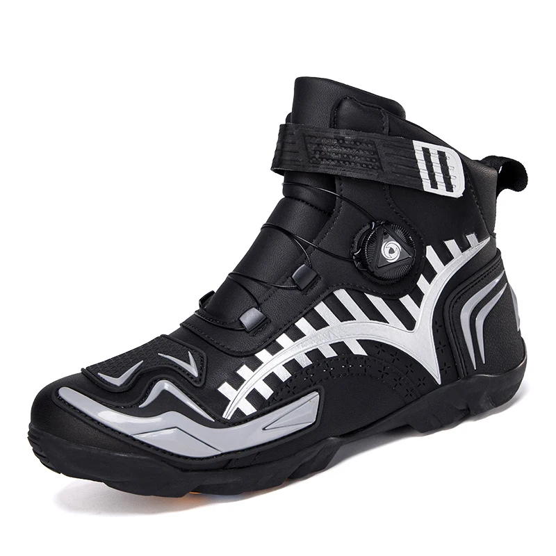 Men Motorcycle Boots Big Size 47 48 Riding Racing Motor Shoes Microfiber Leather Quick Lacing Botas Moto Hombre