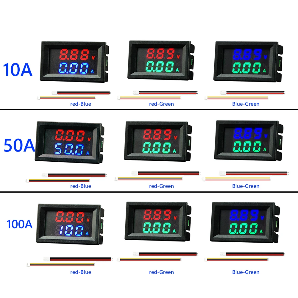 M430 DC 0-100V 10A 50A 100A Digital Voltmeter Ammeter Dual LED Display Voltage Detector Current Power Meter Panel Amp Volt Gauge