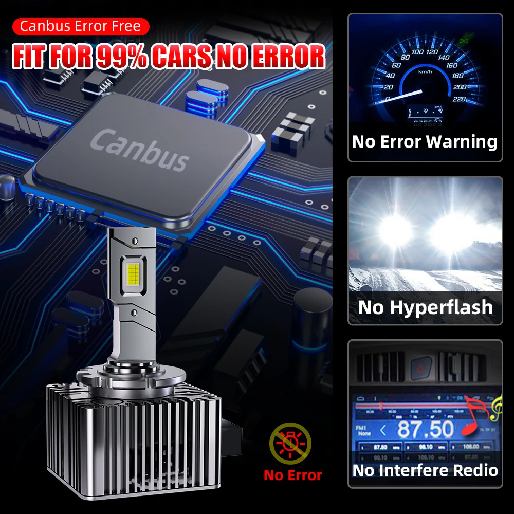 OLLO D1S LED Headlights D3S D2S D4S D5S D1R D2R D3R Turbo LED Bulbs 780000LM CSP Chip 6000K Plug&Play With Canbus 12V HID TO LED