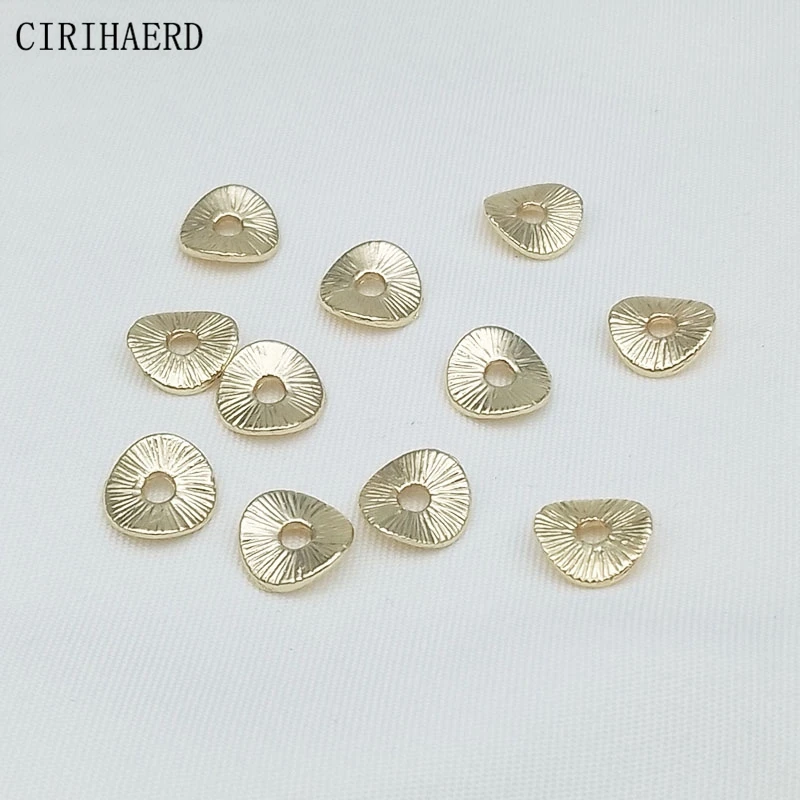 14K Gold Plated Spacer Piece Beads Caps Irregular Twist Round Piece Beaded Material For Diy Bracelet Jewelry Making Accessories