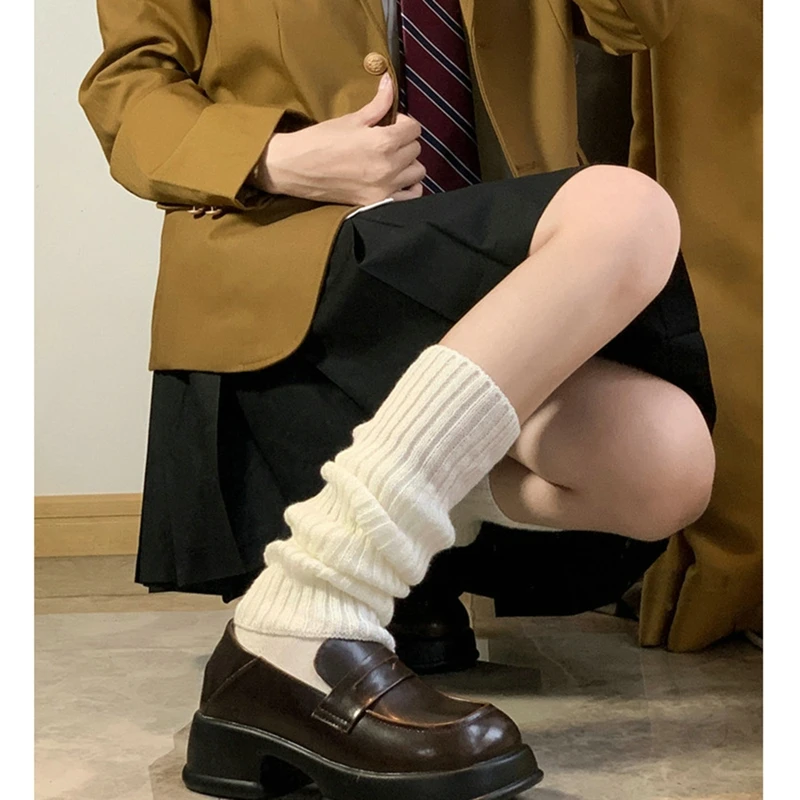 Leg New Jk Lolita Warmer Women Autumn Winter Knitted Foot Cover Long Socks Korean Y2k ddmysmile Punk Gothic Crochet Socks Boot Cuffs 2023 Smile