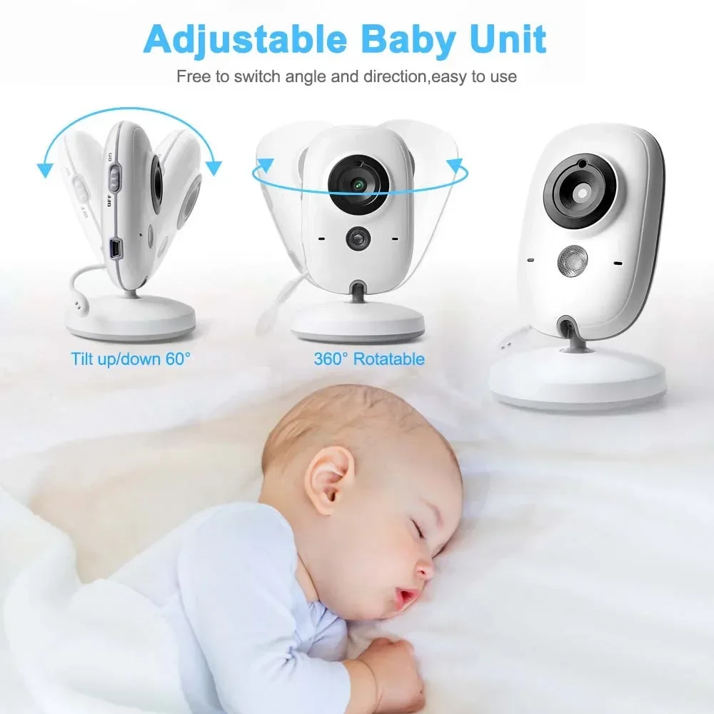1080P HD Baby Monitor 3.5 inch LCD Video Babysitter Crying Detect Temperature Monitor Feeding Time Reminder Nanny Cam