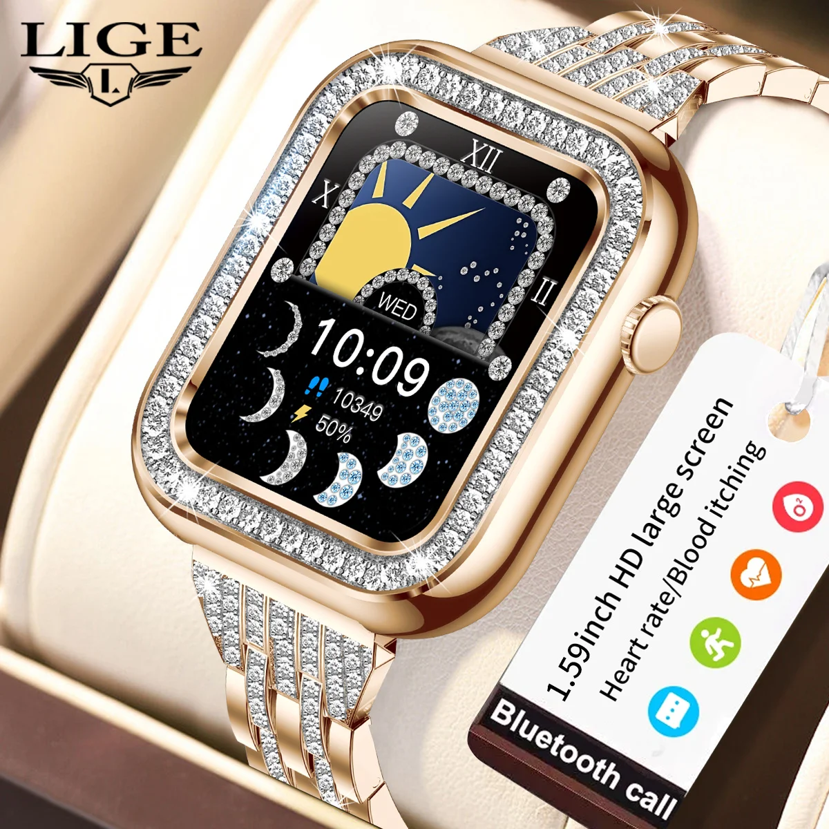 LIGE 2024 New Women Smart Watch Bluetooth Call Waterproof Bracelet Multi Sport Health Monitor Smartwatch Ladies For Android IOS