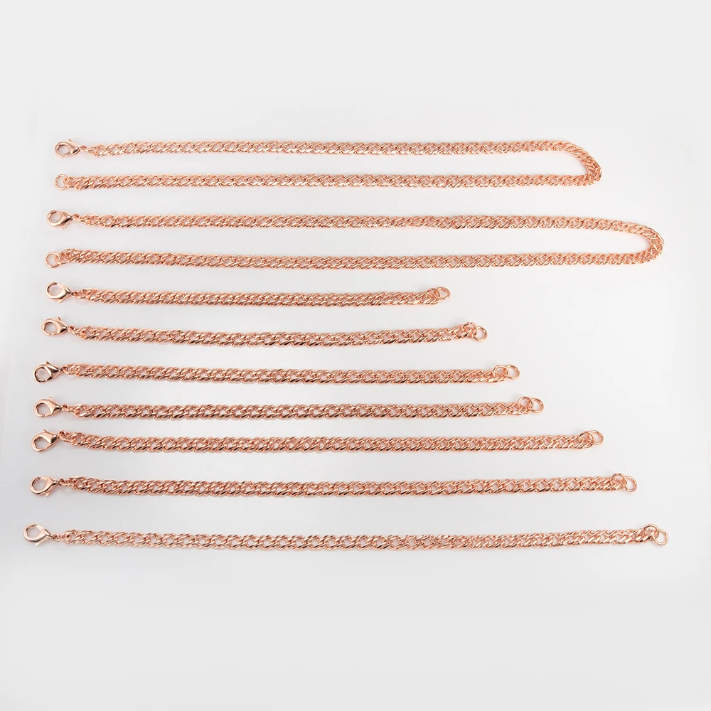 Vinterly Cuban Chain Pure Copper Bracelets for Men Women Adjustable Lobster Clasp Punk Anti-scratch 7-10.5 Inch Jewelry Charm