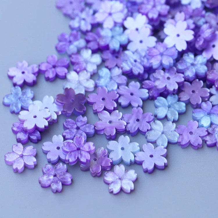 Resin 10-50pcs Flower 12mm Petal Beads for Jewelry Making Components DIY Cherry Blossoms Charms Pendants Loose Spacer Bead smile