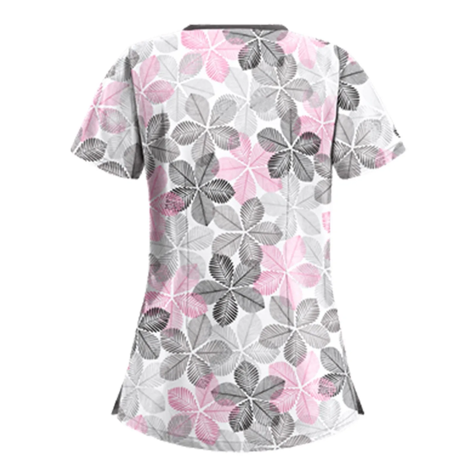 Scrubs Tops Surgical Uniform Women Floral Print V Neck Short Sleeve Tunic Medical Nursing Care Workers Nurse Uniforms Blouse