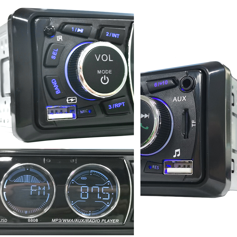 SINOVCLE Car Radio 1din Audio Bluetooth Stereo MP3 Player FM Receiver 60Wx4 Support Phone Charging AUX/USB/TF Card In Dash Kit