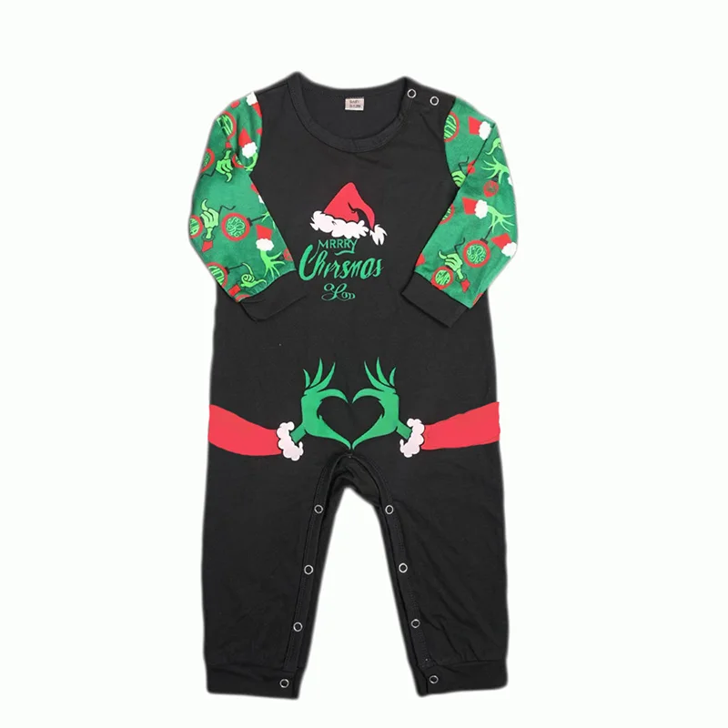 Funny Christmas Family Matching Pamas Set Fluorescence Print Mother Father Kids Clothes Baby Romper Mom and Me Clothing