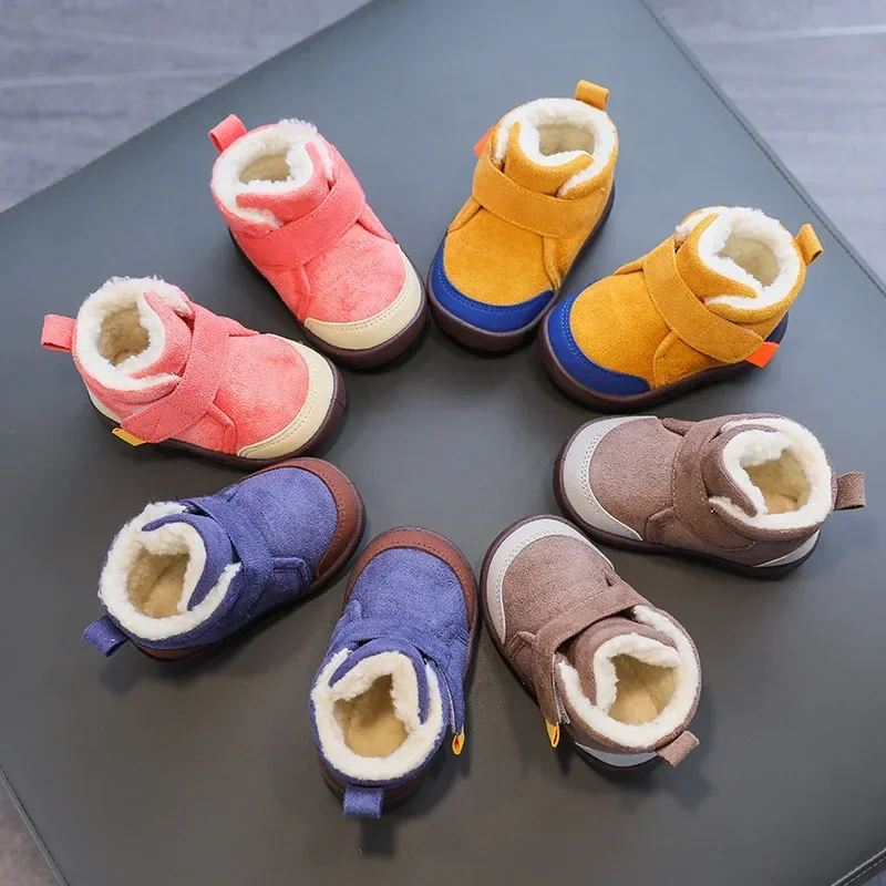 Toddler Baby Boots New 2024 Winter Warm Snow Boots Boys Girls Plush Soft Bottom Infant Shoes Baby Outdoor Sneakers Kids Shoes