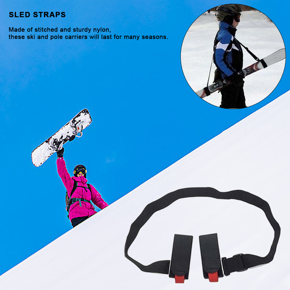 Ski and Pole Carrier Strap Adjustable Ski Strap & Pole Carrier Portable Snowboard Carrying Strap Skiing Accessories