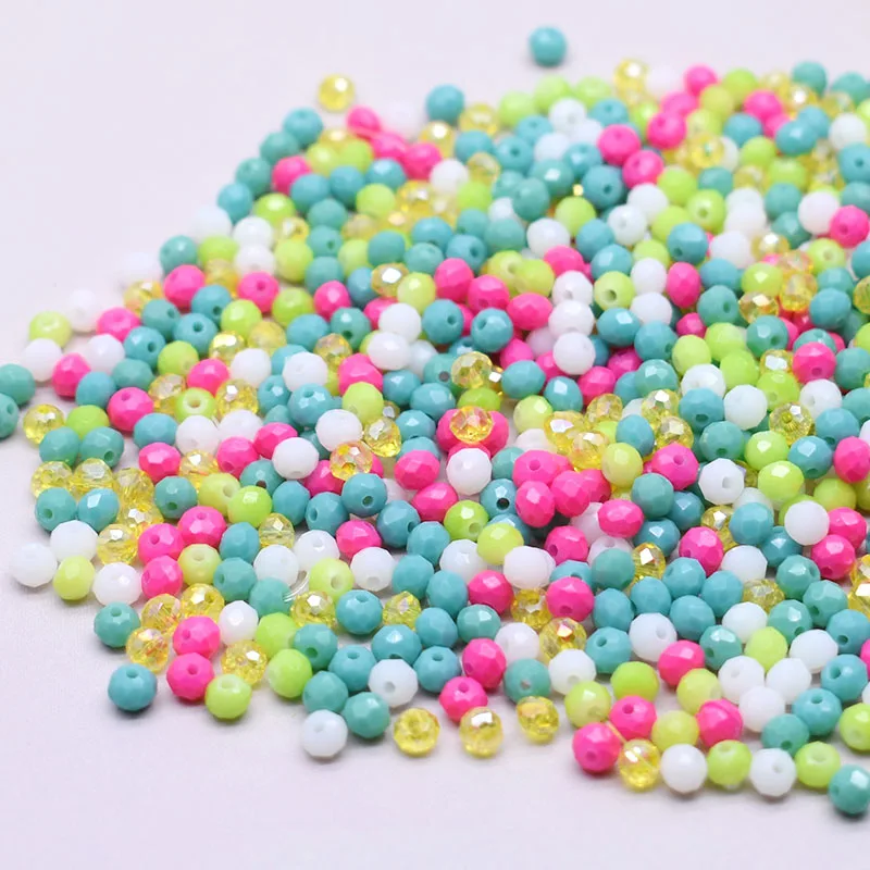 New Bright Summer Color mm pcs bag Rondelle Faceted Crystal Glass Beads Round Loose Spacer for Jewelry Making DIY
