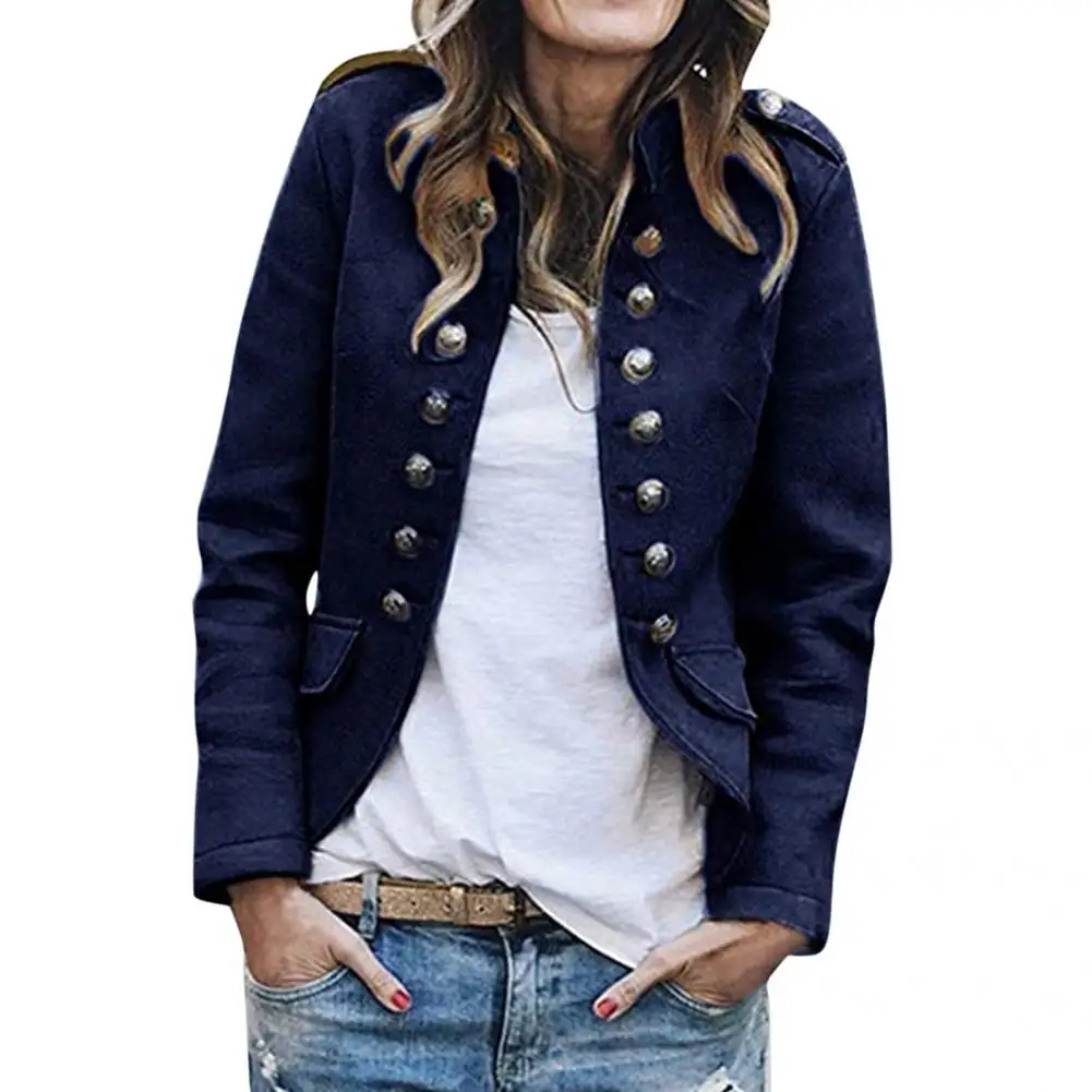 Winter Coat Chic Women Coat Coldproof All-Match Stylish Half High Collar Retro Jacket