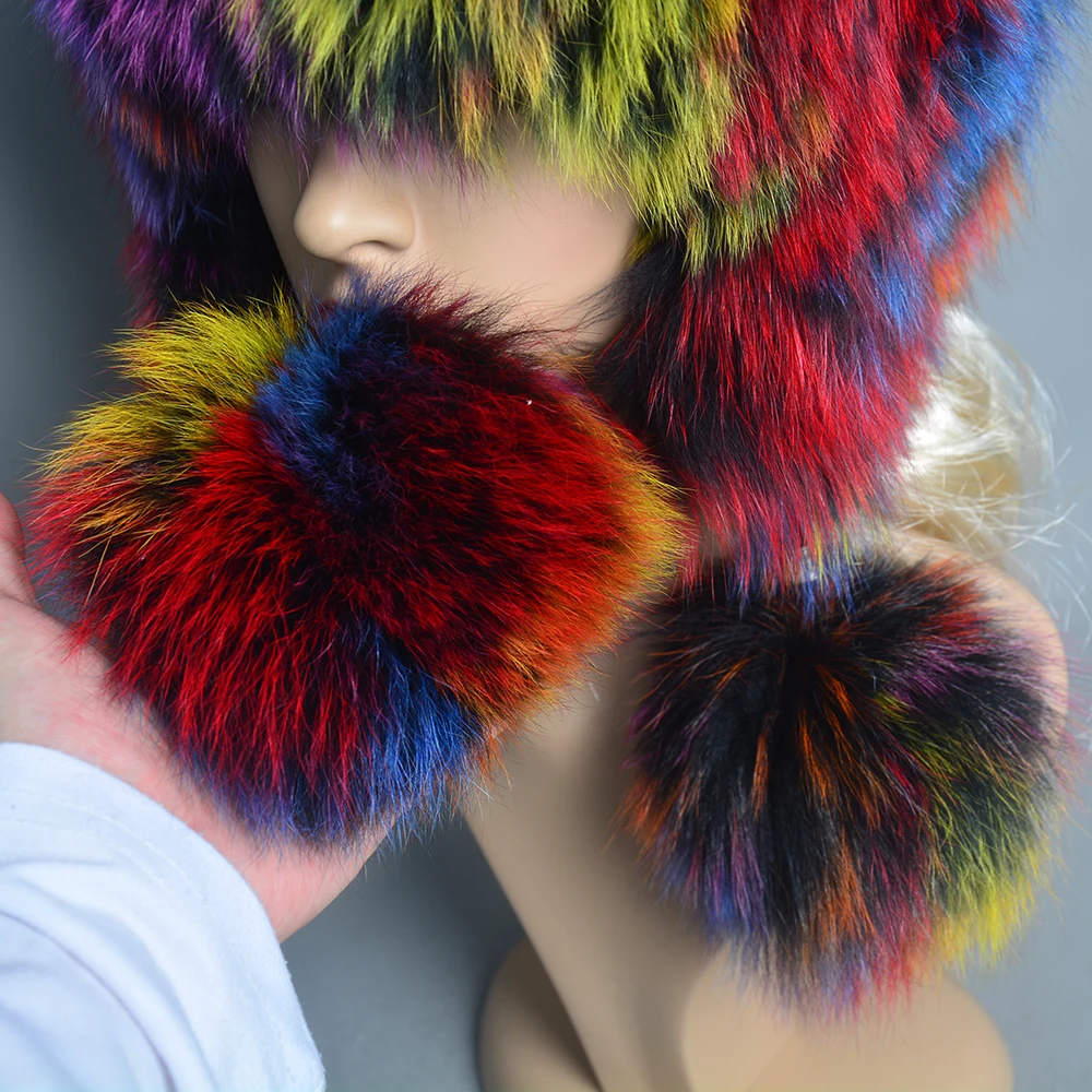 Hot Sale 100% Natural Silver Fox Fur Women Winter Hat Knitted Cap Women Hat Fox Fur Bomber Hat Female Ear Warm Winter Must