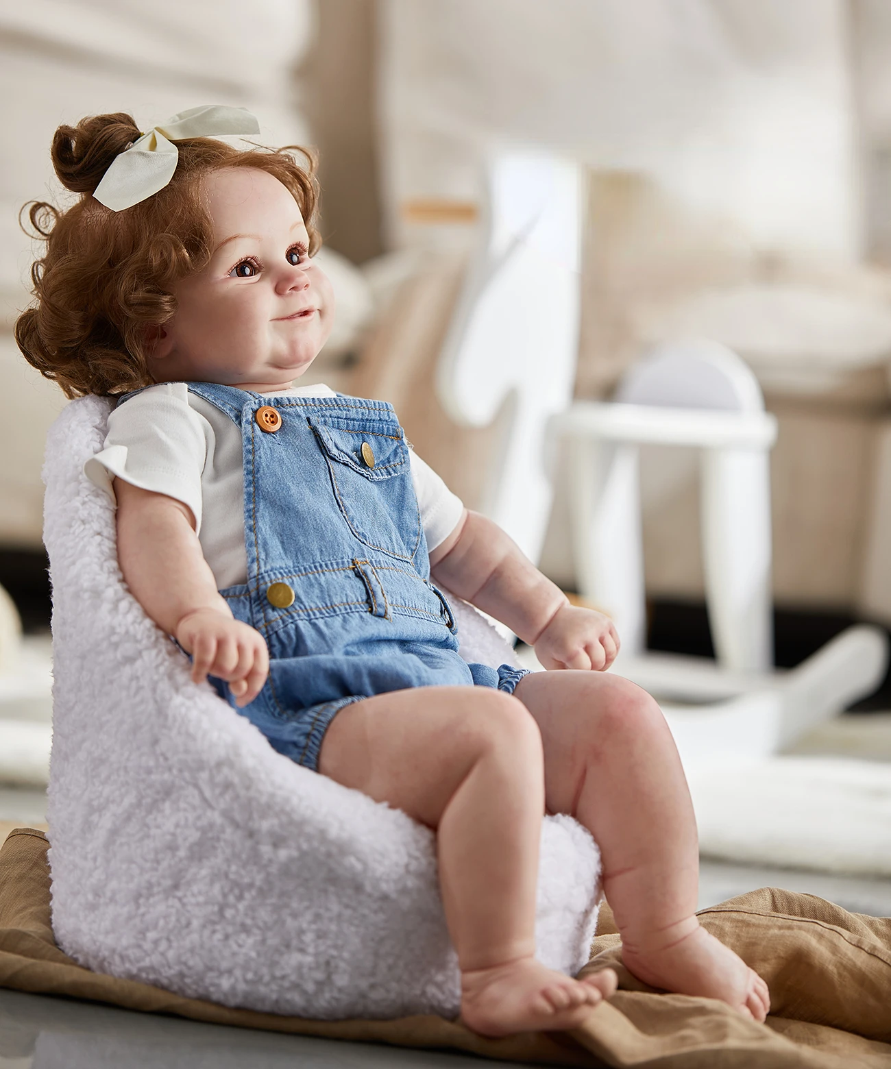 60CM Huge Size Maddie Baby Reborn Toddler Popular Girl Doll with Rooted Brown Hair Soft Cuddle Body High Quality Doll