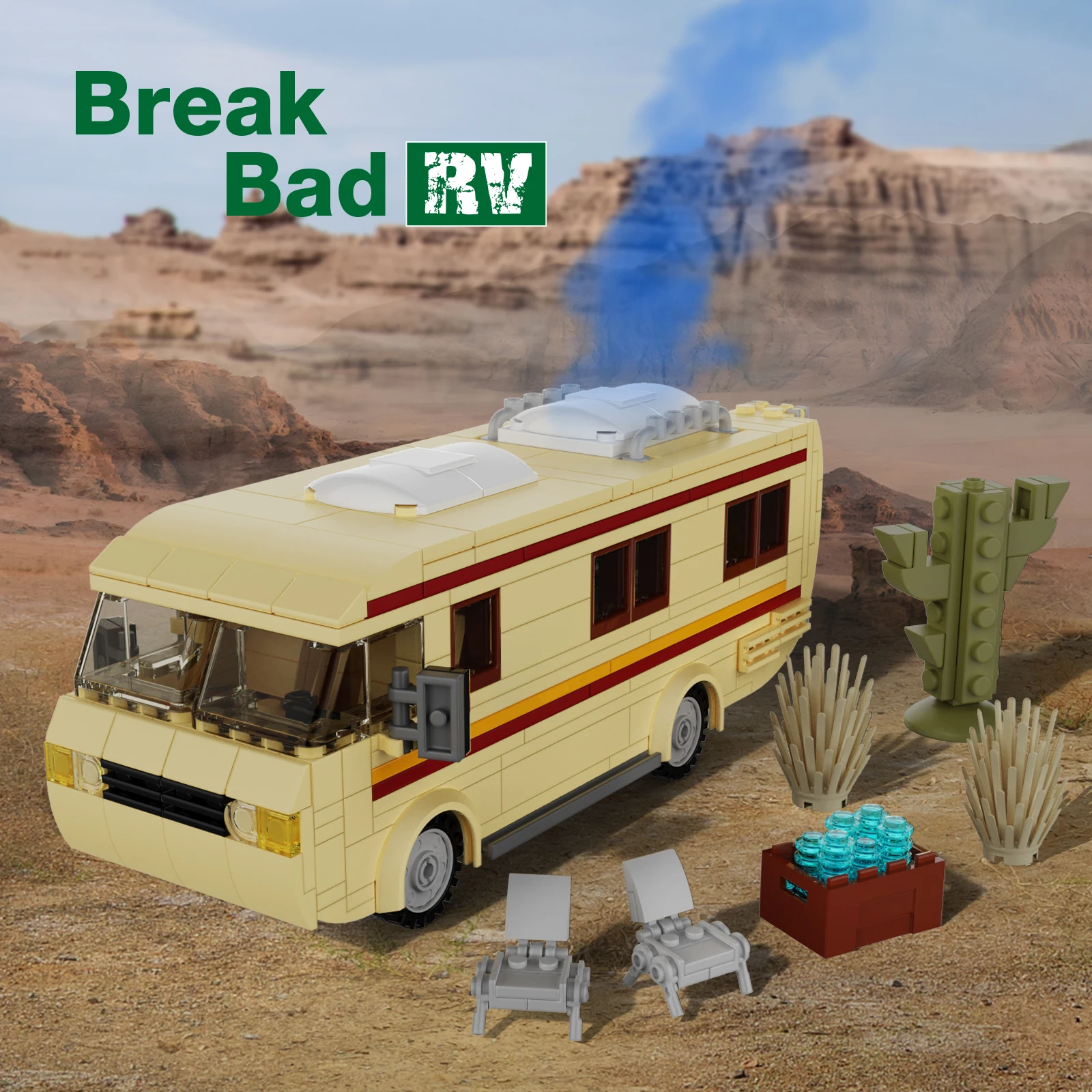 BuildMoc Cooking Lab RV Car Pinkman Building Blocks Set New Breaking Bad Walter White Van Vehicle Toy For Children Birthday Gift