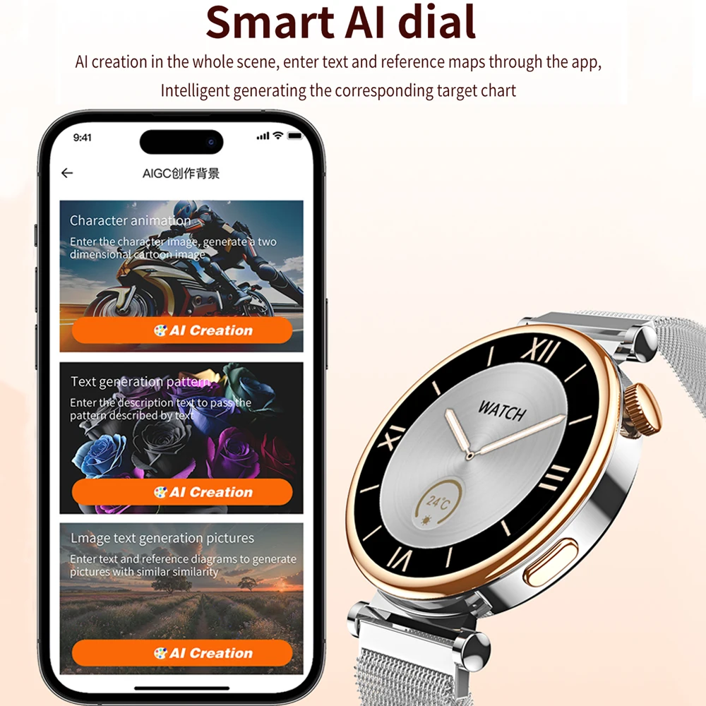 For Watch 4 MINI New AMOLED 360*360 HD Smart Watch GPS Track Heart Rate Blood Oxygen Bluetooth Call NFC Smartwatches Women 41mm