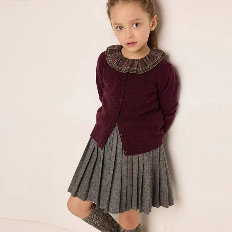 new Kids Sweaters 2023 Autumn Baby Girls 2025 Cardigan Outwear Ruffle Knitted Pullover Sweaters Winter Clothes