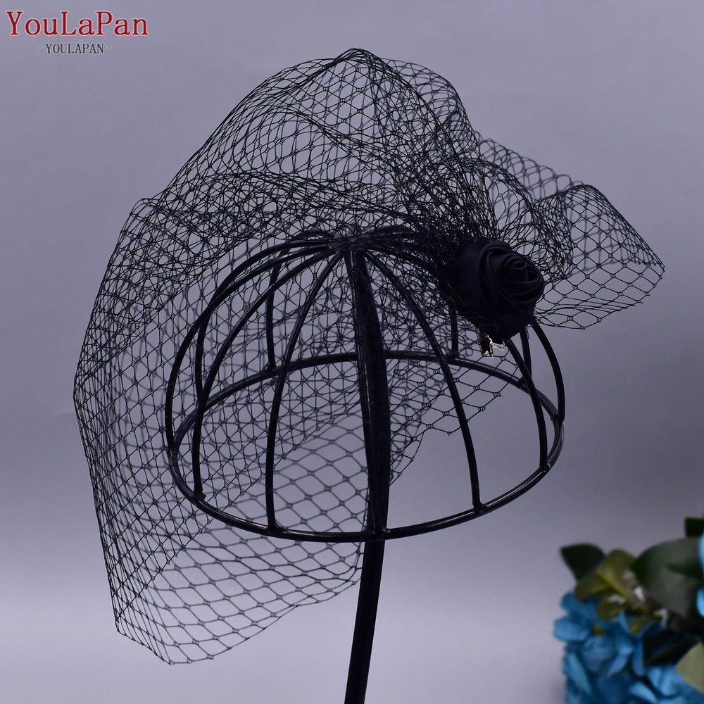 YouLaPan VA06 Birdcage Veil White Black Veil Face Veil 2025 Handband new Bridal Veils with Crystal Blusher Veil Wedding Party Accesories