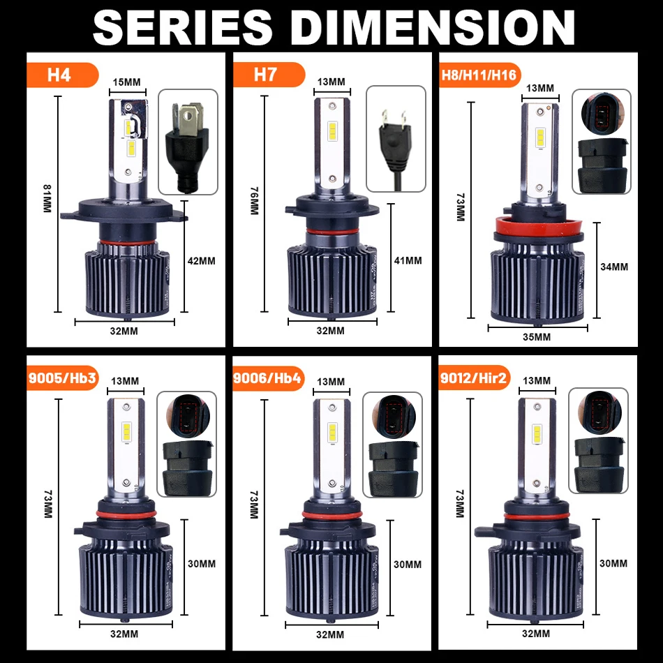 OSRAM H4 H7 H11 Led Headlight Bulbs H8 9005/HB3 9006/HB4 9012 HIR2 Fog Lights 6000K 12V Car Lamps With OSRAM Original CSP Chips