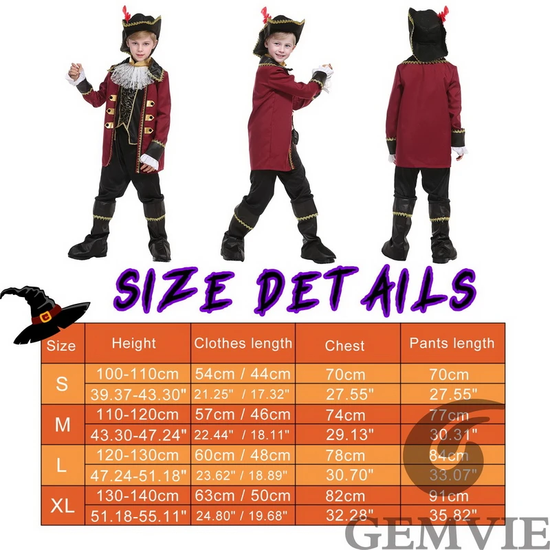 Kids Pirate Fancy Costume for Boys Halloween Carnival Party 2025 Cosplay Clothes new Outfit(Not Include Weapon)