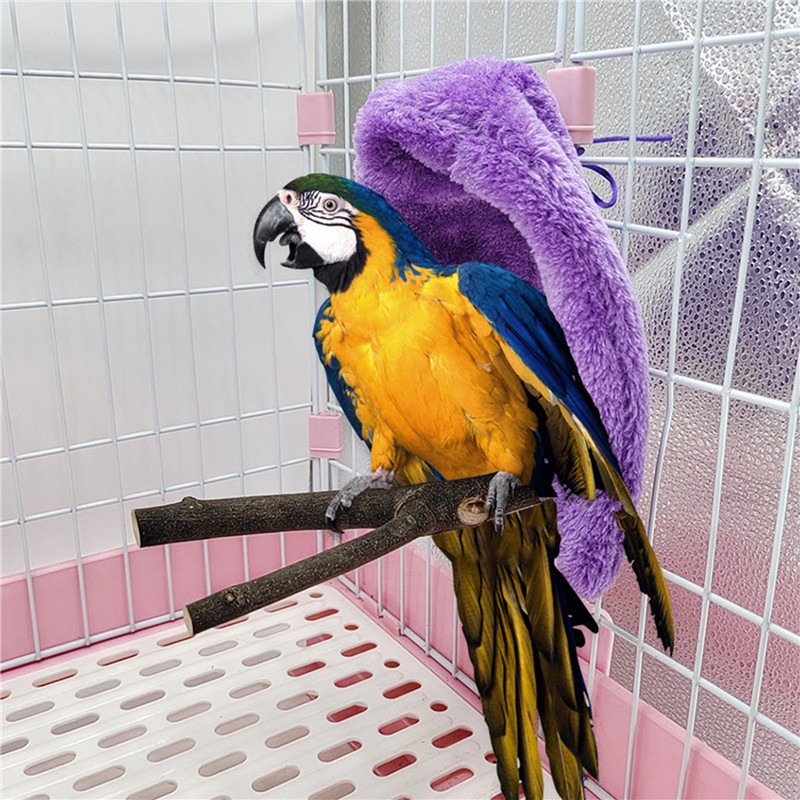 Elegant Avian Habitat Addition: Luxurious Wool Snuggly Coop w/ Attached Hammock Plaything